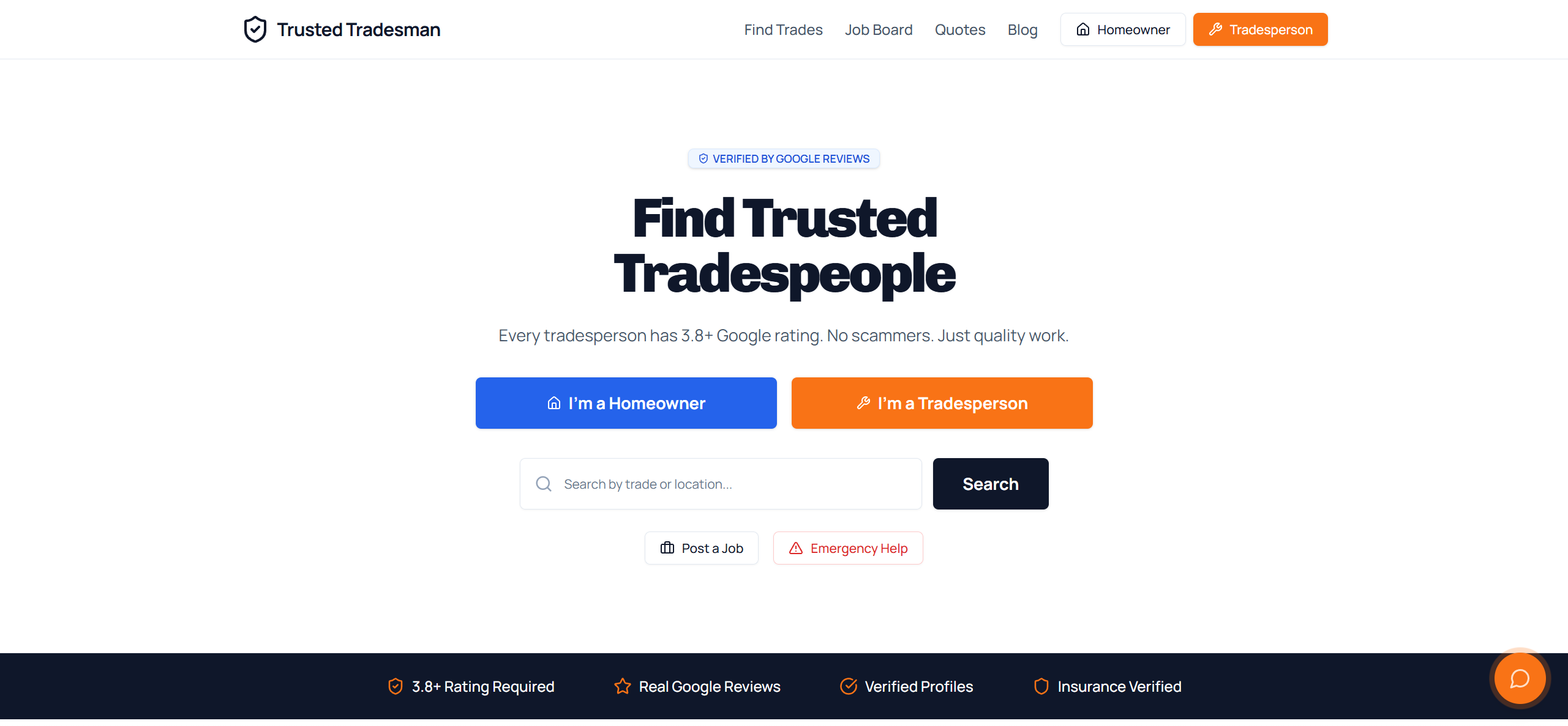 Trusted Tradesman website